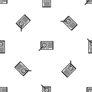 Büyüteç camı açık kitap desen sorunsuz siyah üzerinde