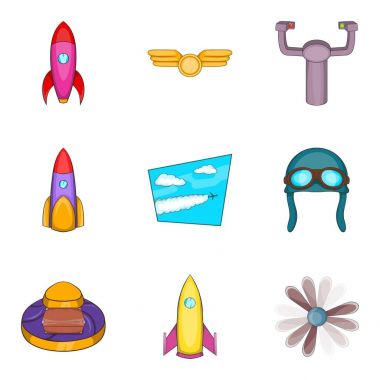 Uçak Icons set, karikatür tarzı
