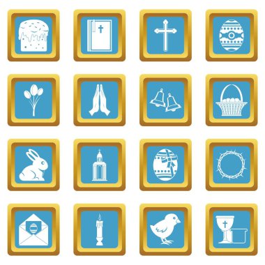 Paskalya öğeleri simgeler gök mavisi