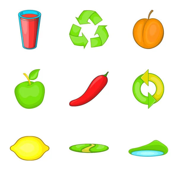 Purchase of vegetables icons set, cartoon style — Stock Vector