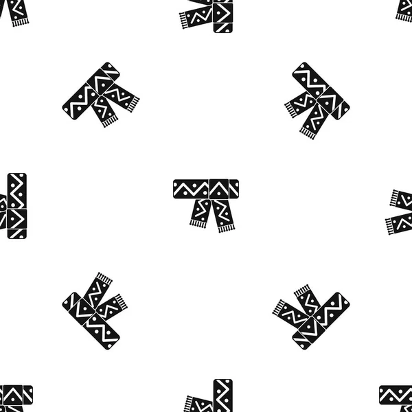 パターン柄のシームレスな黒のニット スカーフ — ストックベクタ