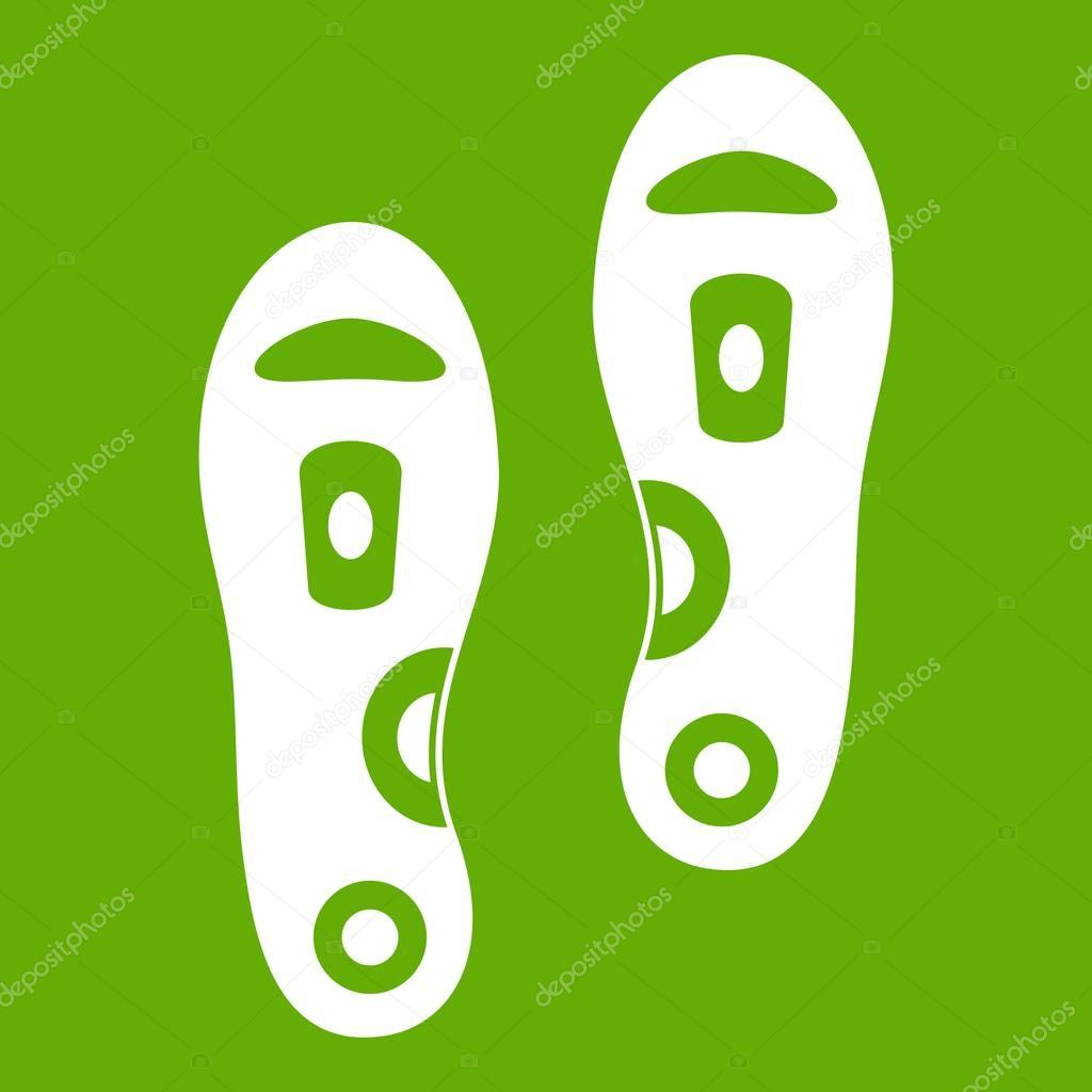 Orthopedic insoles icon white isolated on green background. Vector illustration
