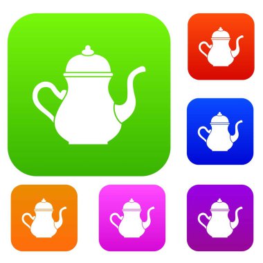 Geleneksel Türk çaydanlık renk koleksiyonu ayarla