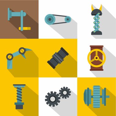 Otomatik parça simge seti, düz stil