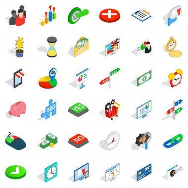 İşçi Icons set, izometrik stili