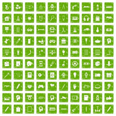 100 yaratıcı bir fikir simgeler grunge yeşil ayarla