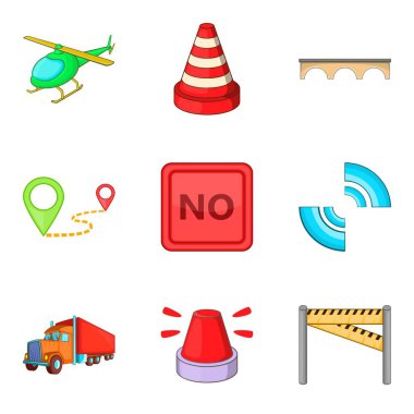 Şehir gezinti işareti simge seti, karikatür tarzı