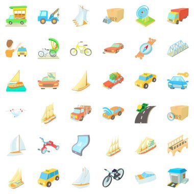 Bisiklet Icons set, karikatür tarzı