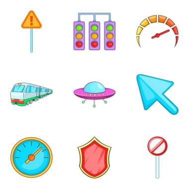 Şehir günlük gezinti simge seti, karikatür tarzı