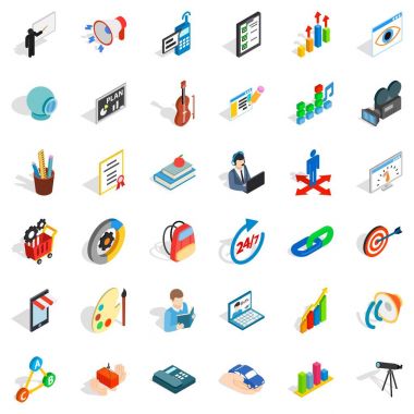 Teleskop Icons set, izometrik stili