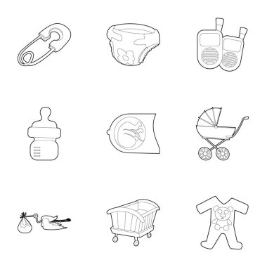 Çocukluk Icons set, anahat stili