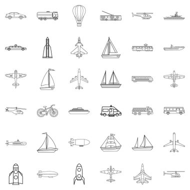 Keşif balonu Icons set, anahat stili