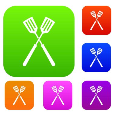 İki metal spatula renk koleksiyonu ayarla