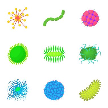 Viral enfeksiyon Icons set, karikatür tarzı