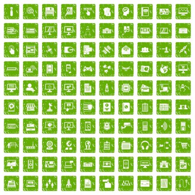 100 veritabanı simgeler grunge yeşil ayarla