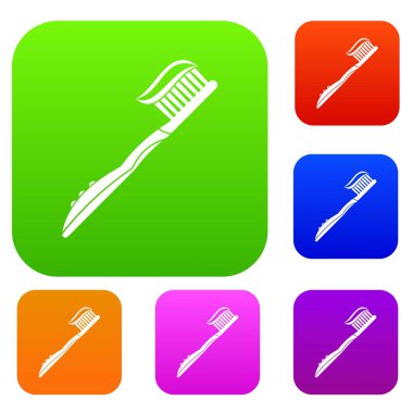 Diş fırçası Diş macunu ile renk koleksiyonu ayarla