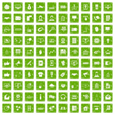 100 veri değişimi simgeler kümesi grunge yeşil