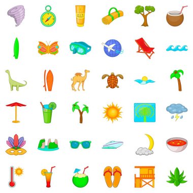 Doğa Icons set, karikatür tarzı