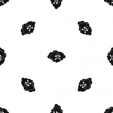 Bulut ile kafatası ve kemikler desen sorunsuz siyah