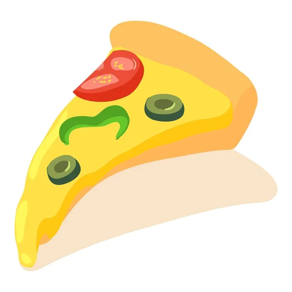 Gesneden pizza pictogram, isometrische 3D-stijl — Stockvector