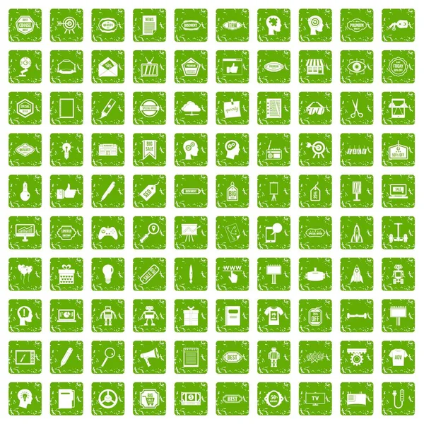 100 yaratıcı pazarlama simgeler grunge yeşil ayarla