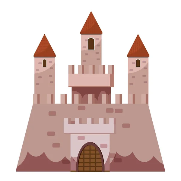 Fortezza icona del castello, stile cartone animato — Vettoriale Stock