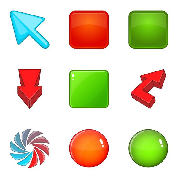 Color buttons icons set, cartoon style