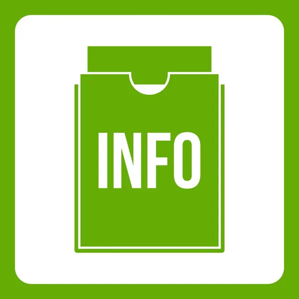 Zielona ikona folderu informacje — Wektor stockowy