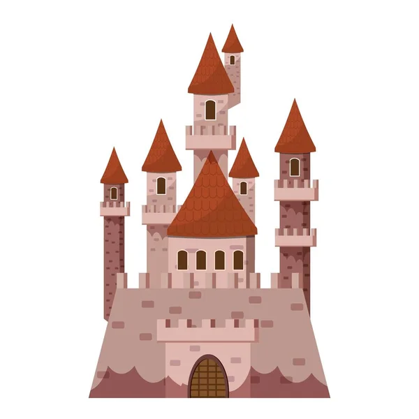 Πέτρινο κάστρο εικονίδιο, ύφος κινούμενων σχεδίων — Διανυσματικό Αρχείο