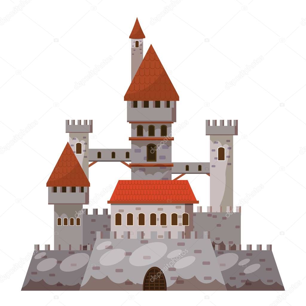 Castle icon, cartoon style