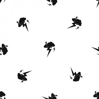 Bulut ve yıldırım kesintisiz siyah desen