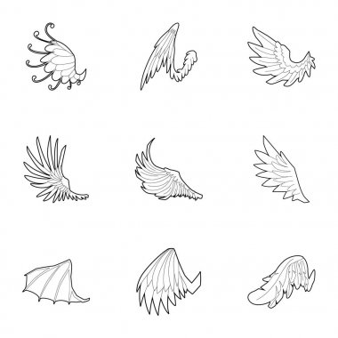 Dragon ve griffin Icons set Wings