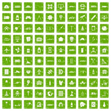 100 geliştirme simgeler grunge yeşil ayarla