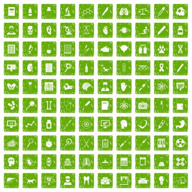 100 tanı simgeler grunge yeşil ayarla