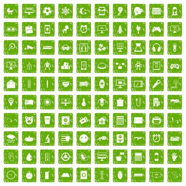 100 app simgeleri grunge yeşil ayarla