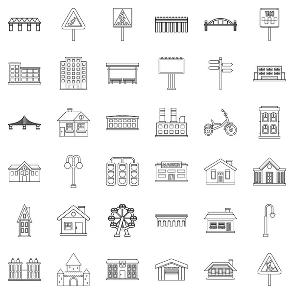 İnşaat Icons set, anahat stili