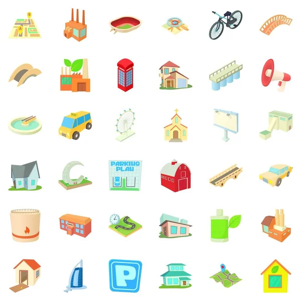 Cityscape Icons set, karikatür tarzı