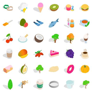 Vejetaryen Icons set, izometrik stili