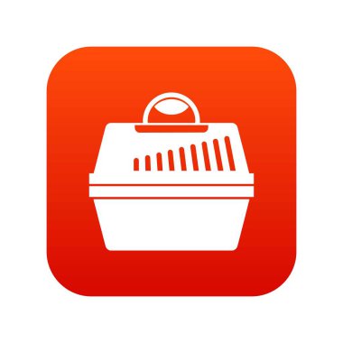 Evcil hayvan simgesi dijital kırmızı için taşınabilir kafes