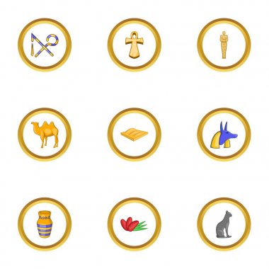 Mısır piramit Icons set, karikatür tarzı