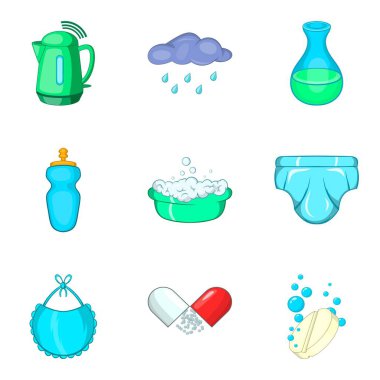 Bebek bakım simge seti, karikatür tarzı