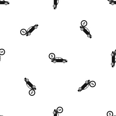 Araba ve dolar işareti sorunsuz siyah desen