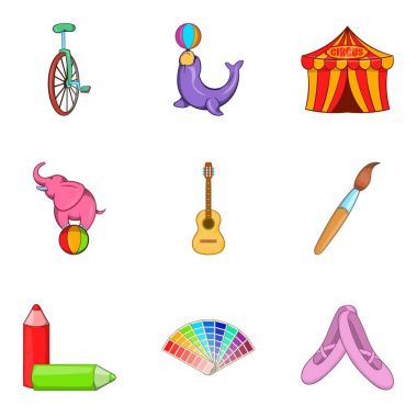 Sirk aktör Icons set, karikatür tarzı