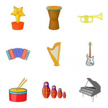 Müzik notaları Icons set, karikatür tarzı