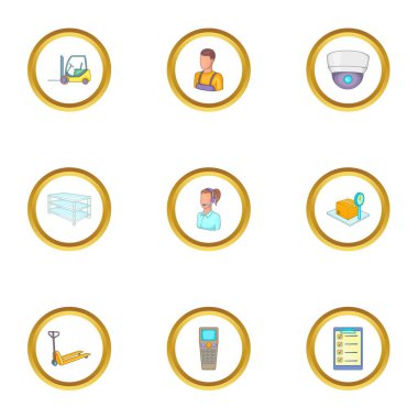 Yükleyici iş Icons set, karikatür tarzı