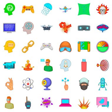 Sanal gerçeklik Icons set, karikatür tarzı