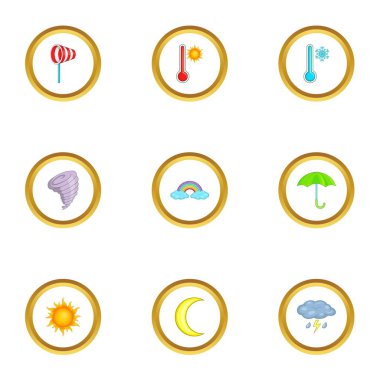 İklim Icons set, karikatür tarzı