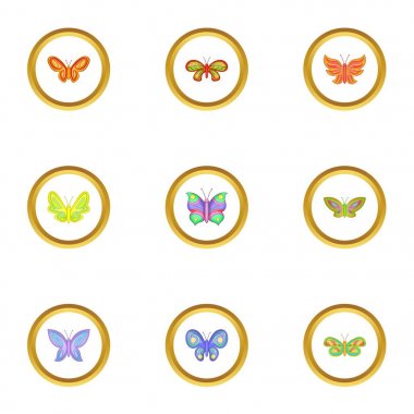 Gerçekçi kelebekler Icons set, karikatür tarzı