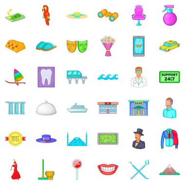 Tiyatro Icons set, karikatür tarzı