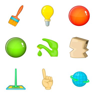 Ev işi servis simge seti, karikatür tarzı